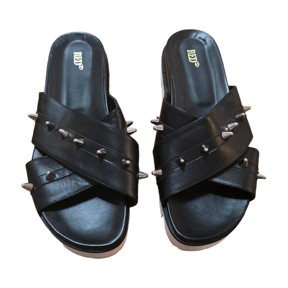 RED VALENTINO Studded leather slides size 9.5 - Picture 2 of 7